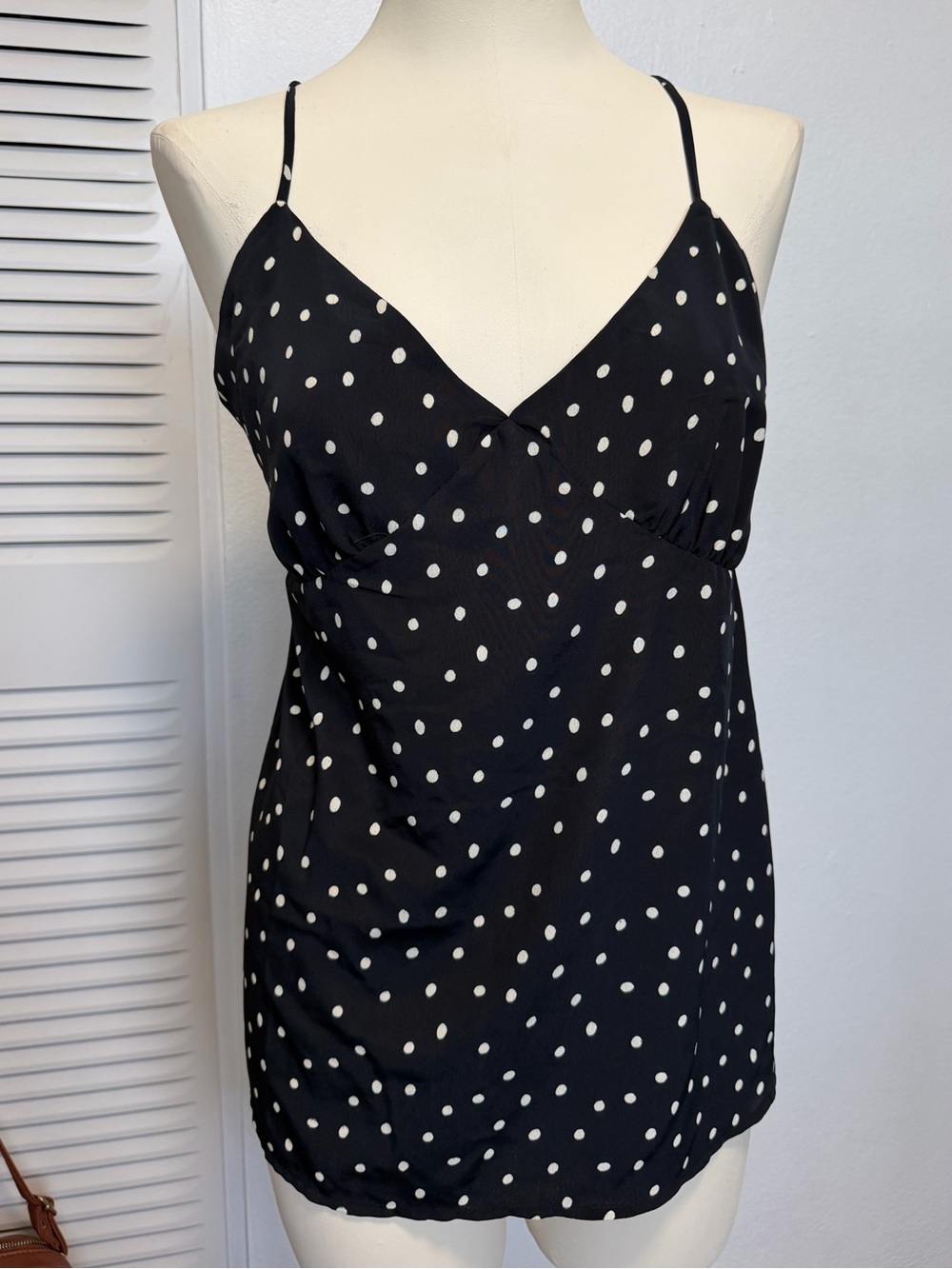 Primark Black top with Cream Polka Dots
